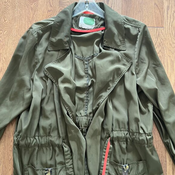 Anthropologie Gisborne Obi Trench Anorak Olive Green Jacket Women’s XL - Picture 6 of 9